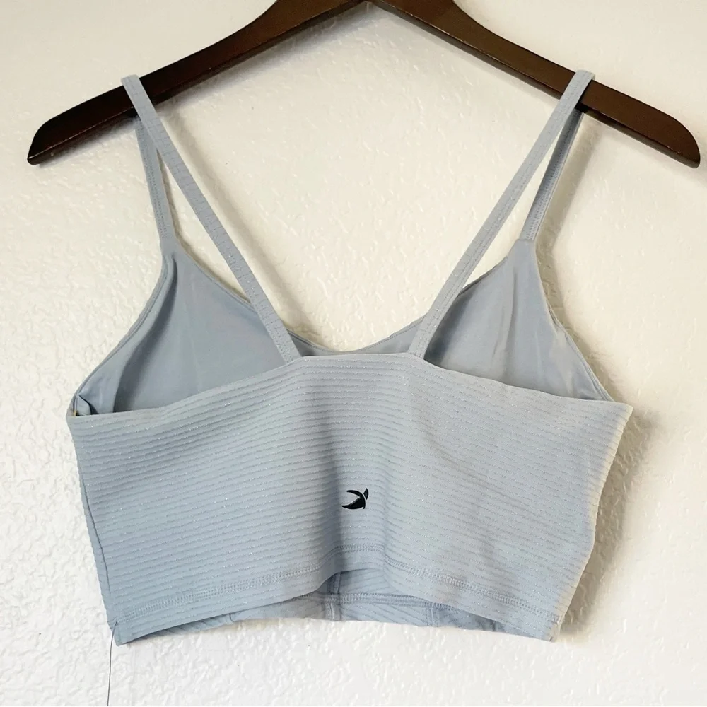 NWT GLYDER Charge Bra Blue Silver Shimmer Large